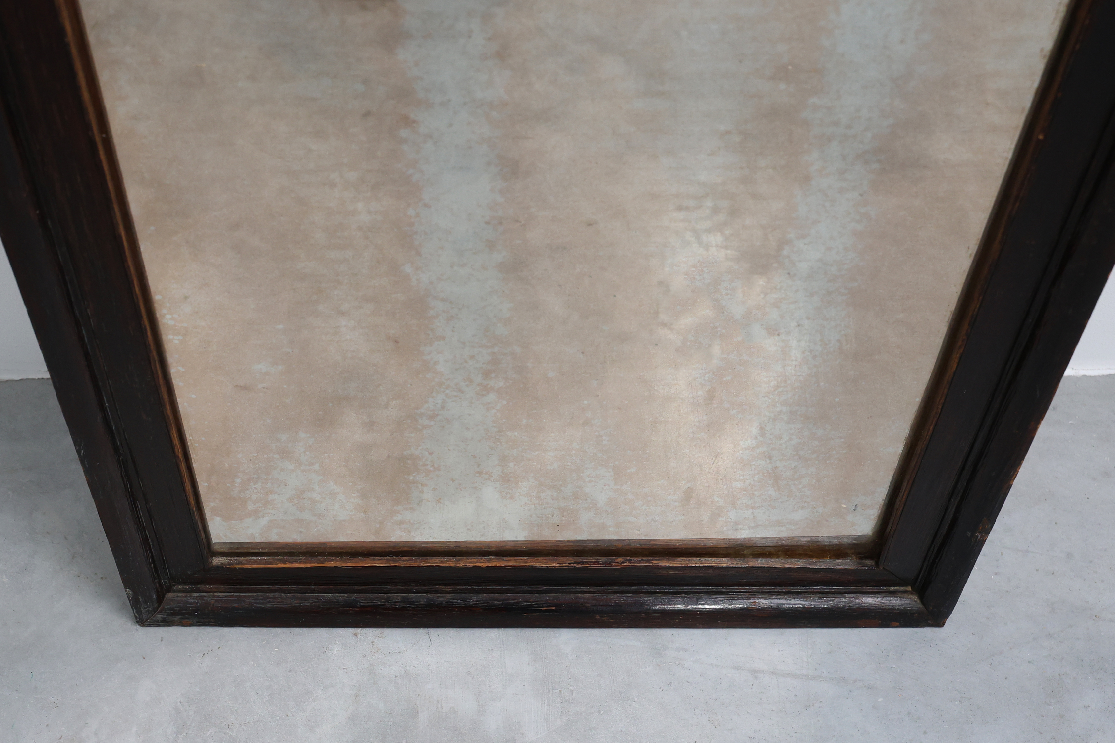 Belgian Art Deco Wooden Mirror with Aged Glass, ca. 1930thumbnail